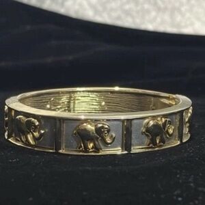 1980 Vintage Clamper Gold & Sliver 2 Tone Motifs Panel Link Raised Elephant